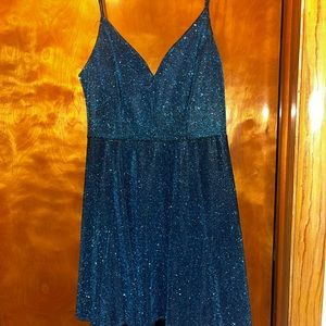 Blue shimmery blue cocktail dress.